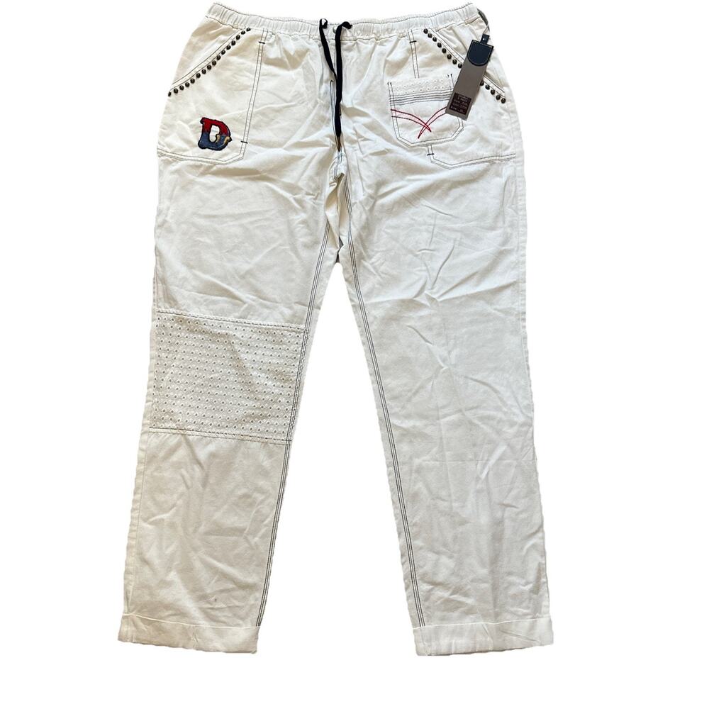 Double D Ranch Women's Western Embroidered Pants 2XL White Blue Red